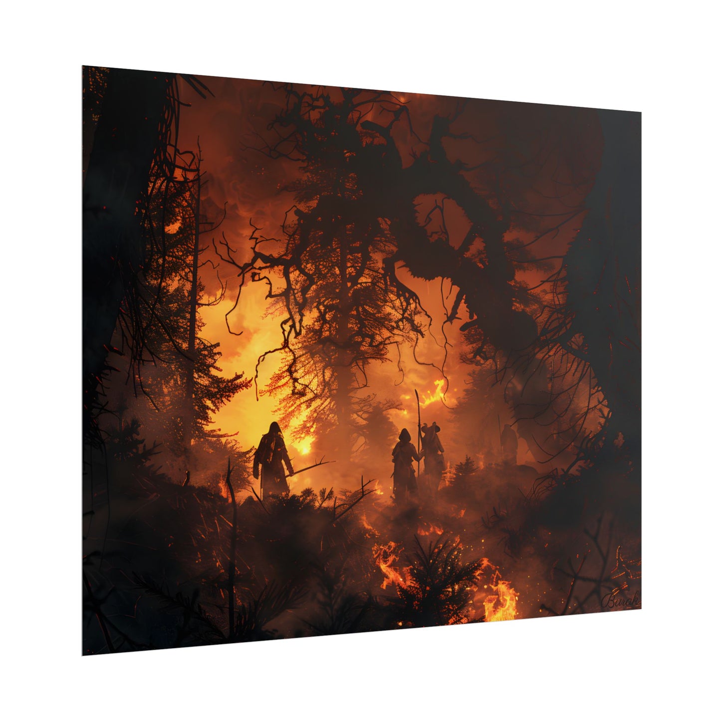 Misty Sunset Forest: Group Gathering - Poster