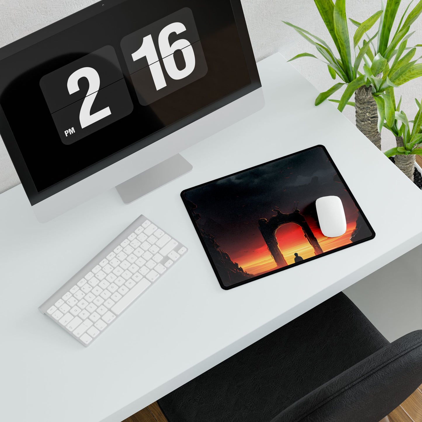 A Moment of Stillness: Phone in Quiet Indoor Setting - Desk Mat