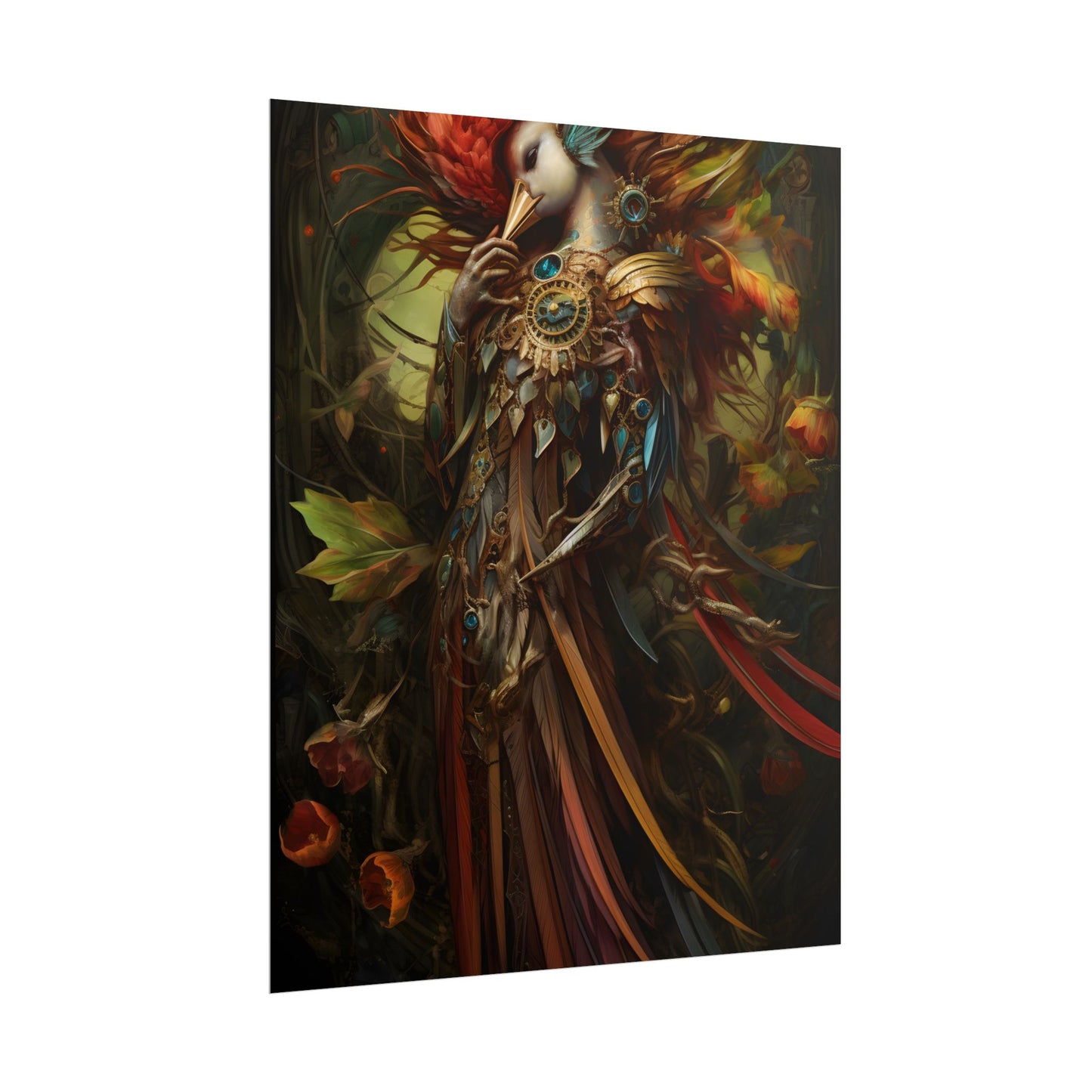Grand Statue of a Majestic Bird in Serene Setting - Poster