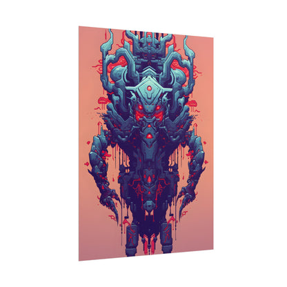 Neon Pixel Pets: Cyberpunk Synthwave Digital Art - Poster