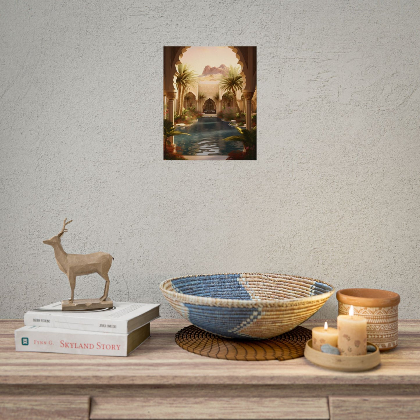 Serene Desert Oasis Art: Arabian Nights-Inspired Print - Poster