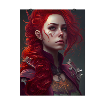 Realistic Red Hair Portrait: Soft Light Artwork - Poster