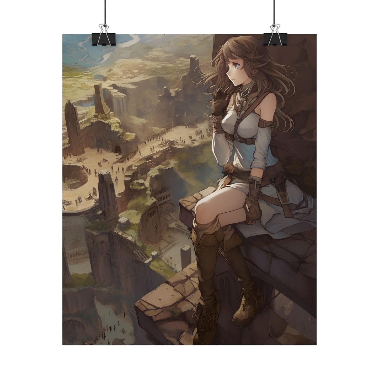 Heroic Bird's Eye View: A Detailed Anime Scene - Poster