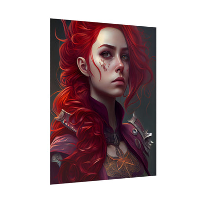 Realistic Red Hair Portrait: Soft Light Artwork - Poster
