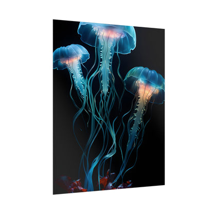 Bioluminescent Oceanic Ballet: Ethereal Underwater Dance - Poster
