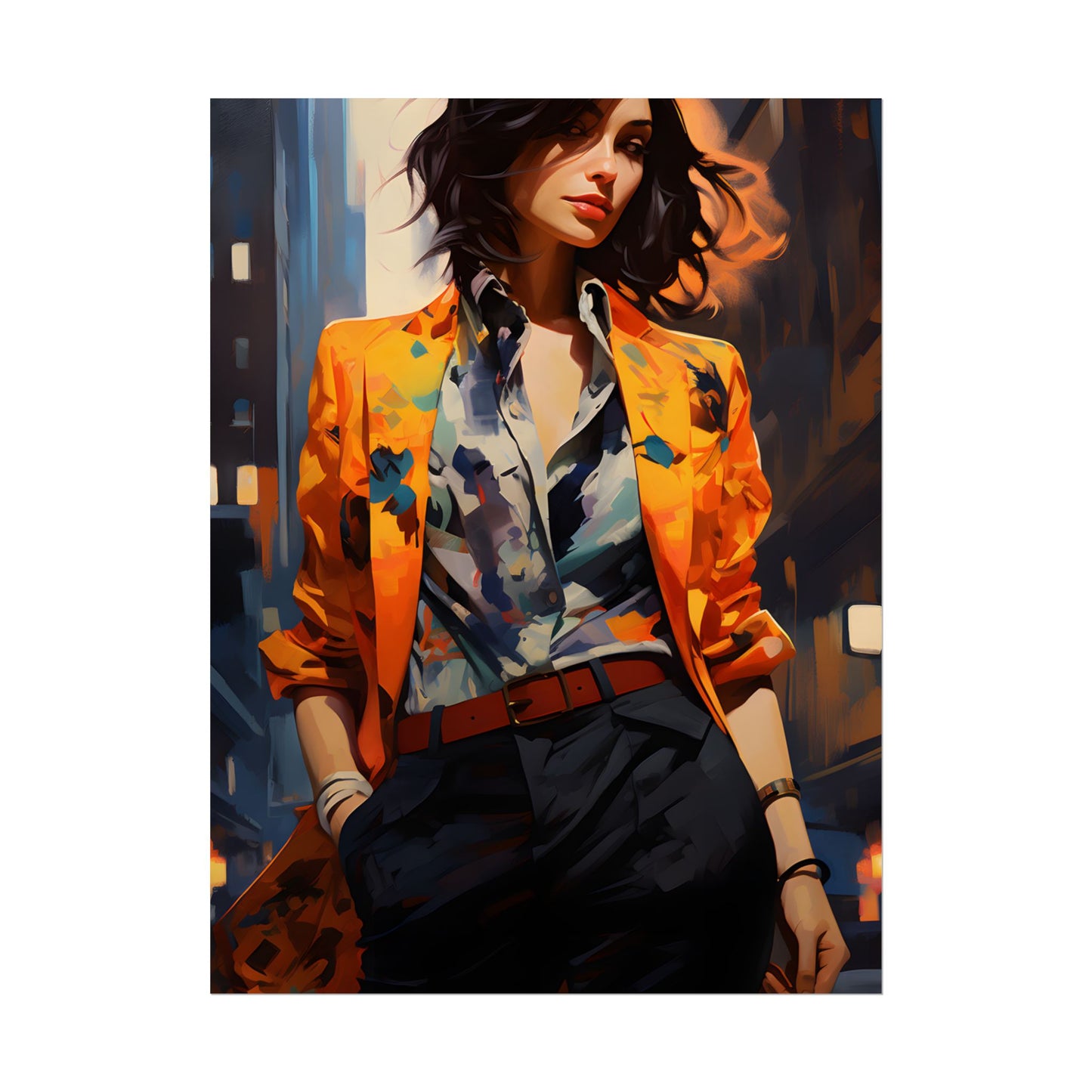 Urban Youthful Portrait: Fashionable City Style Digital Art - Poster