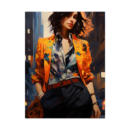 Urban Youthful Portrait: Fashionable City Style Digital Art - Poster