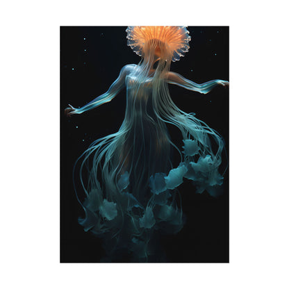 Underwater ballet of luminescent beauty: A dance in motion with oceanic harmony - Poster