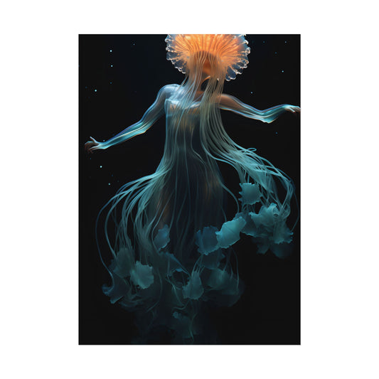 Underwater ballet of luminescent beauty: A dance in motion with oceanic harmony - Poster