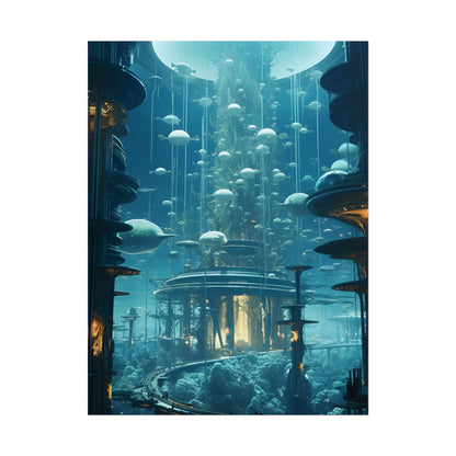 Underwater City of Tomorrow: Futuristic Urban Landscape Art - Poster