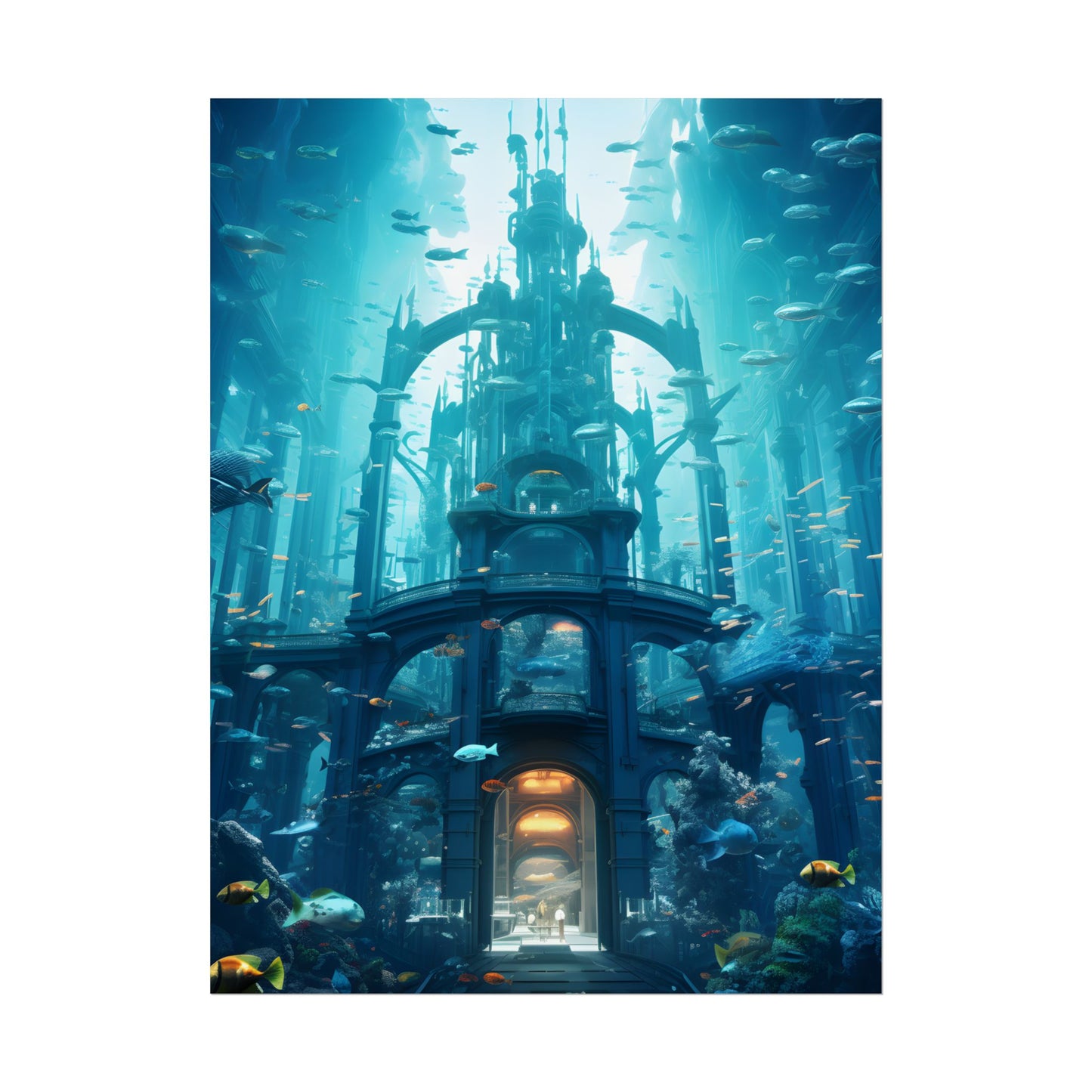 Futuristic Underwater City: Submerged Metropol Artwork - Poster