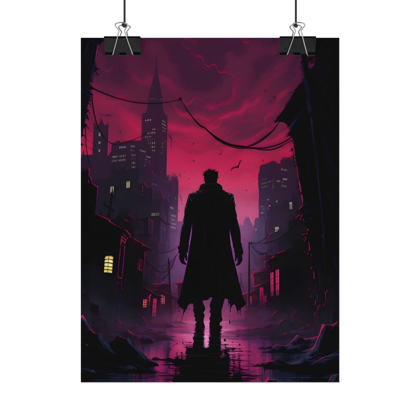 Gritty Urban Scene: Detective in Thought - Poster