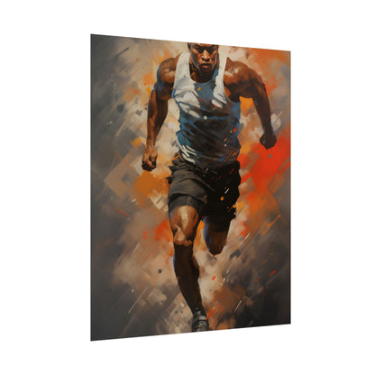 Passionate Athlete in Motion: Dynamic Portrait Artwork - Poster