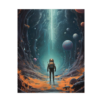 Futuristic Explorer: Sci-Fi Wilderness Encounter Digital Art - Poster