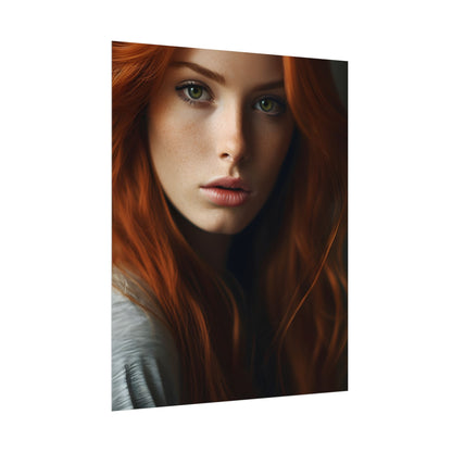 Redhead Woman in Nature: Candid Photo - Poster