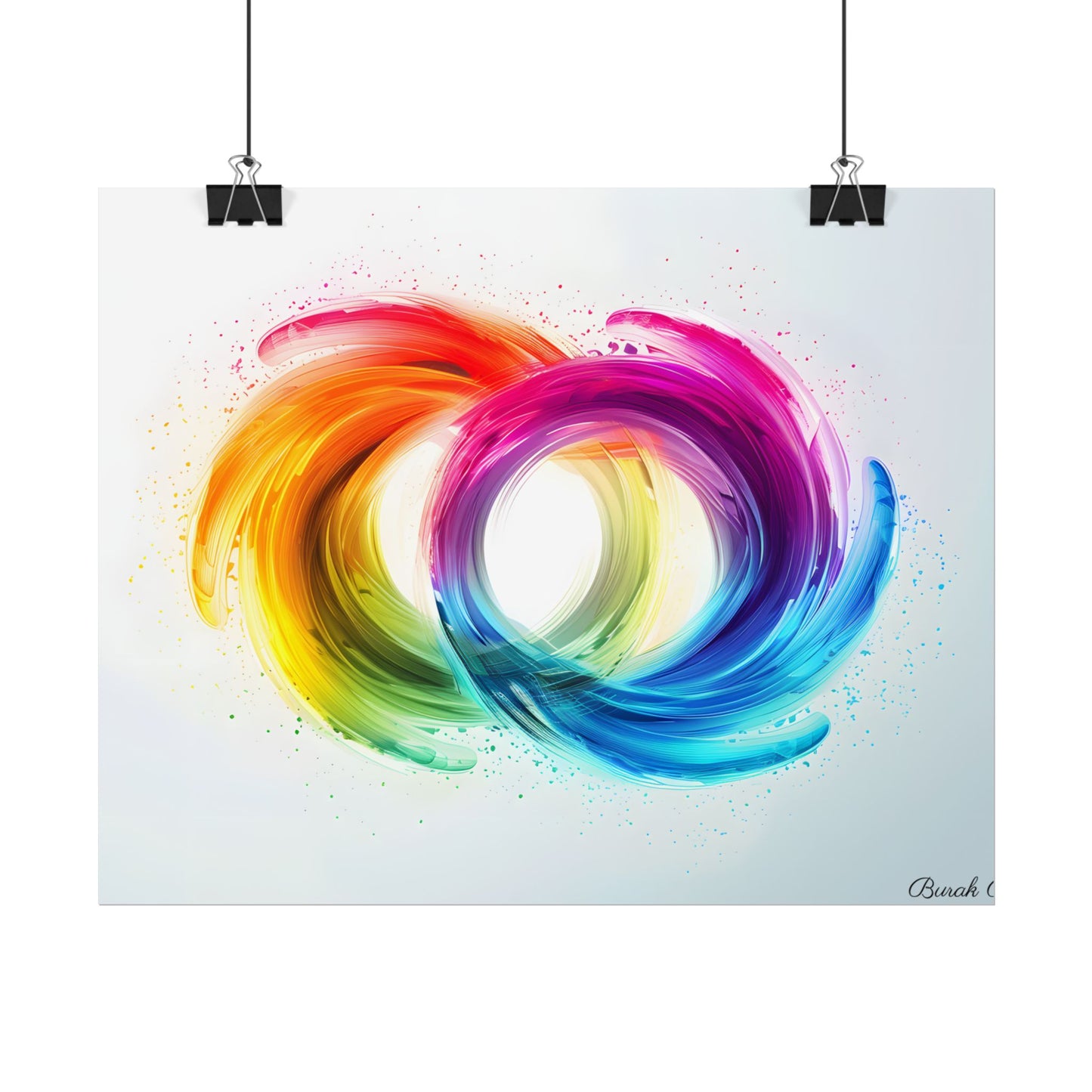 Swirling Colors: Gradient Artwork with Red, Blue, and Yellow Circles - Poster
