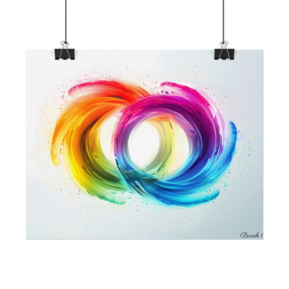 Swirling Colors: Gradient Artwork with Red, Blue, and Yellow Circles - Poster