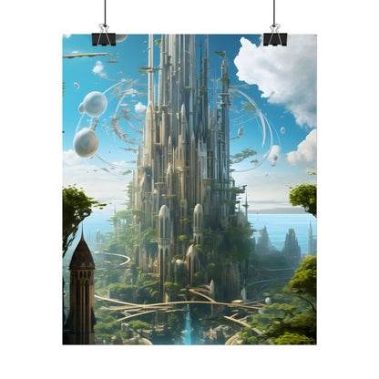 Breathtaking Floating City: Urban Waterways Digital Art - Poster