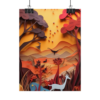 Vibrant African Quilled Landscape: Colorful Paper Artwork - Poster