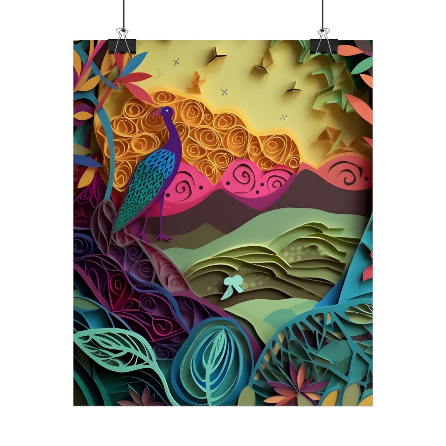 Vibrant Indian Quilling Art: Traditional Landscape Decoration - Poster