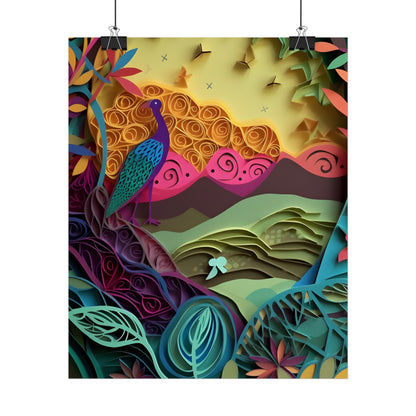 Vibrant Indian Quilling Art: Traditional Landscape Decoration - Poster