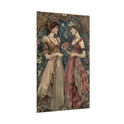 Women in Ornate Attire: Formal Primrose Ceremony - Poster