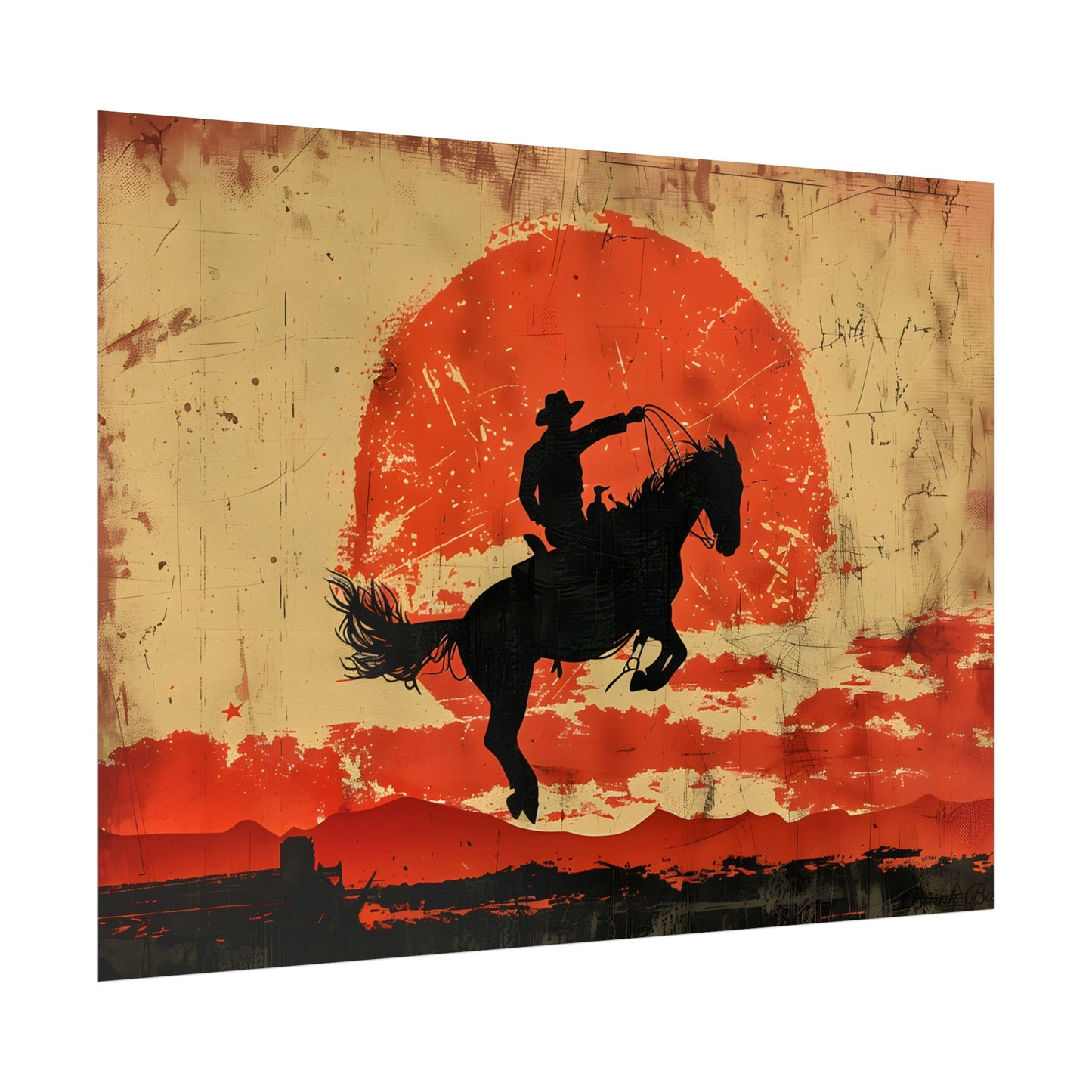 Vintage Rodeo Cowboy: Classic Bucking Bronco Art - Poster