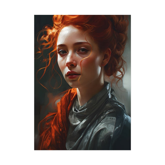 Astonishing Redhead Portrait: Neutral Expression Art - Poster