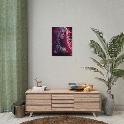 Astonishing Female Portrait with Pink Hair: Artistic Vision - Poster