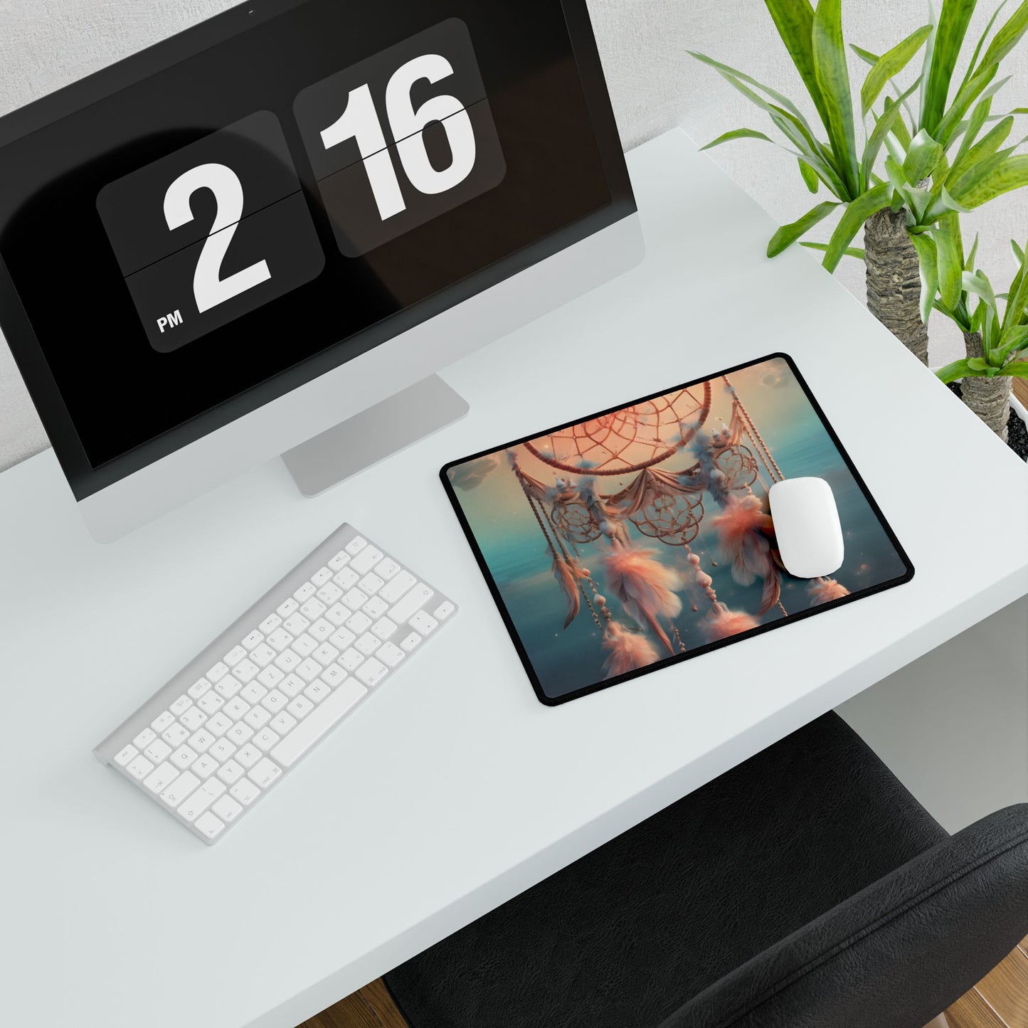 Ethereal Dreamcatcher Realm: Surreal Dreamscape Digital Art - Desk Mat