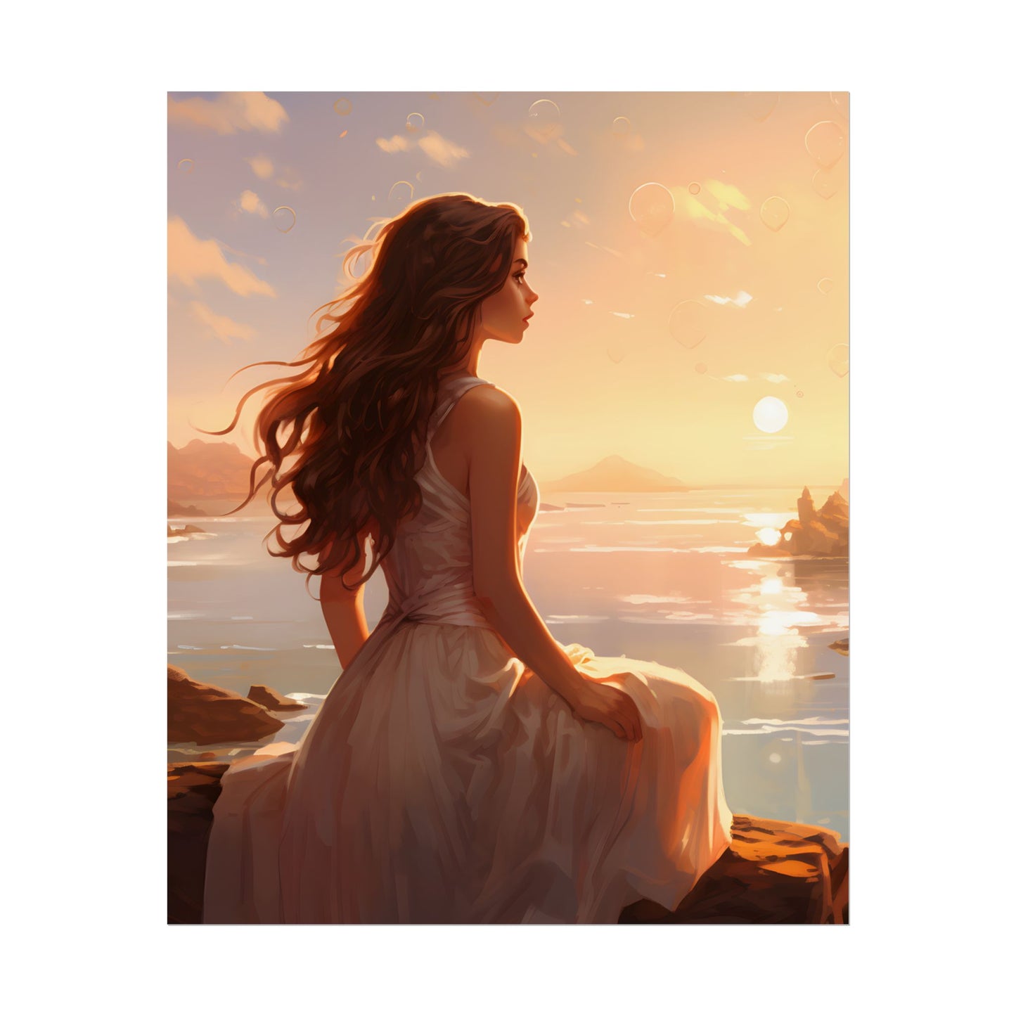 Vibrant Beach Scene: Summer Day with Sun-Kissed Figure - Poster