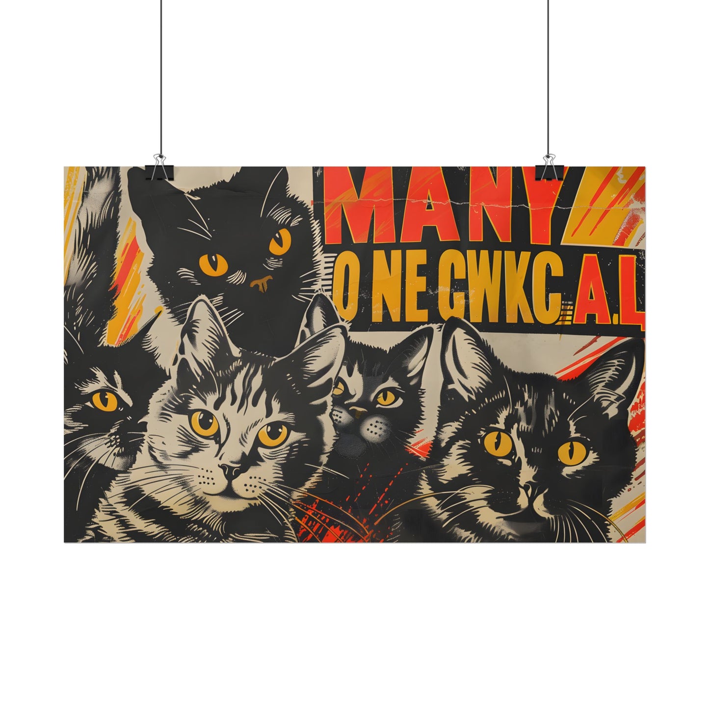 Red Cats in Soviet Motion: A Playful Poster Art - Poster