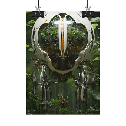 Robotic Wildlife Sanctuary: AI-Operated Nature Reserve Digital Art - Poster