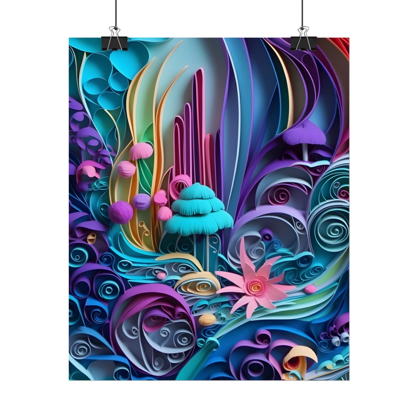 Vibrant Beach Landscape: Paper Quilling Artwork - Poster