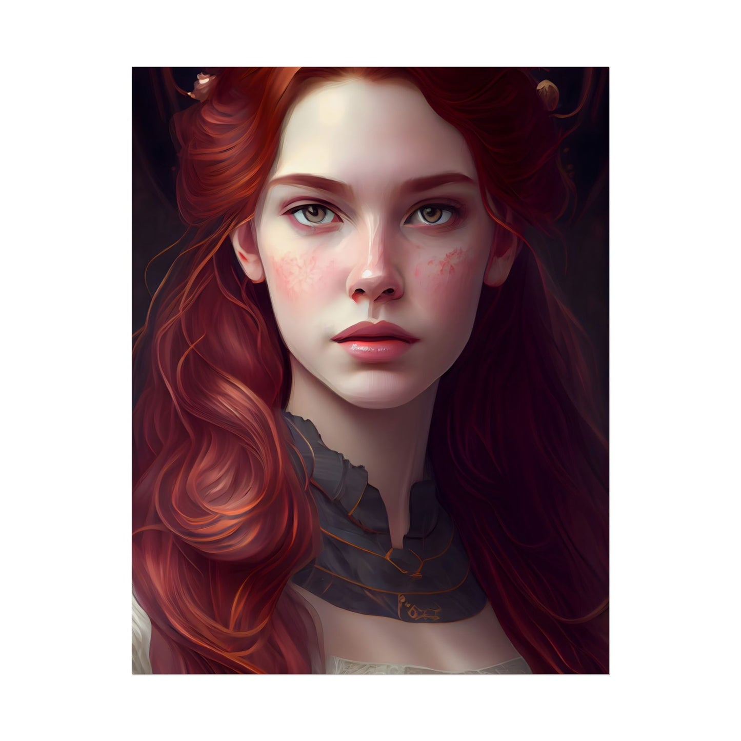 Beautiful Redhead Female Portrait: Classic Timeless Artwork - Poster
