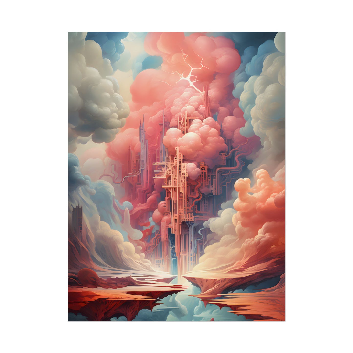 Cyber Dreamscape: Abstract Artwork in Neon Hues - Poster