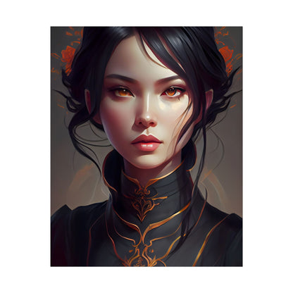 Realistic Female Portrait in Elegant Dress - Poster