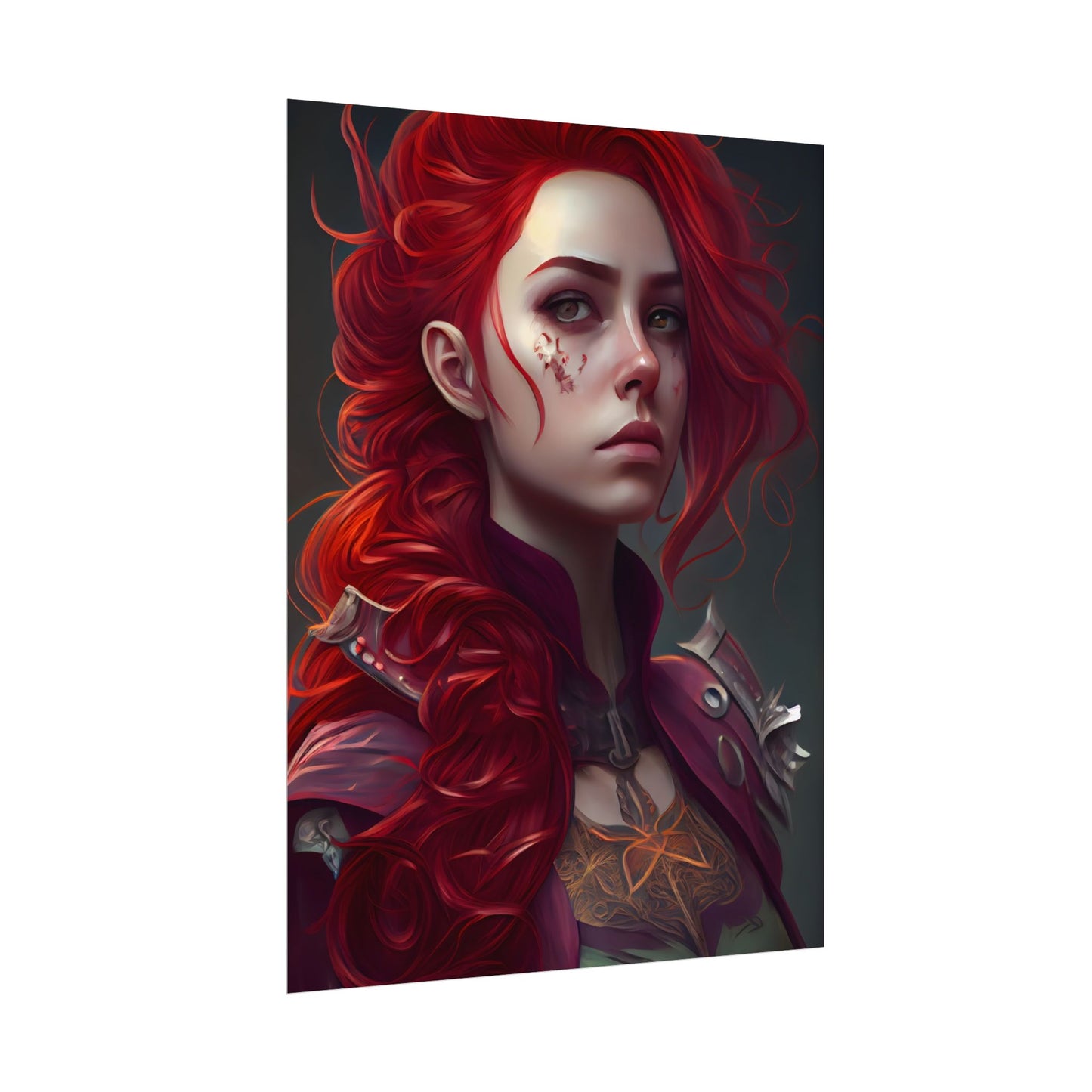 Realistic Red Hair Portrait: Soft Light Artwork - Poster