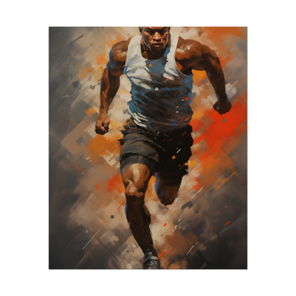 Passionate Athlete in Motion: Dynamic Portrait Artwork - Poster