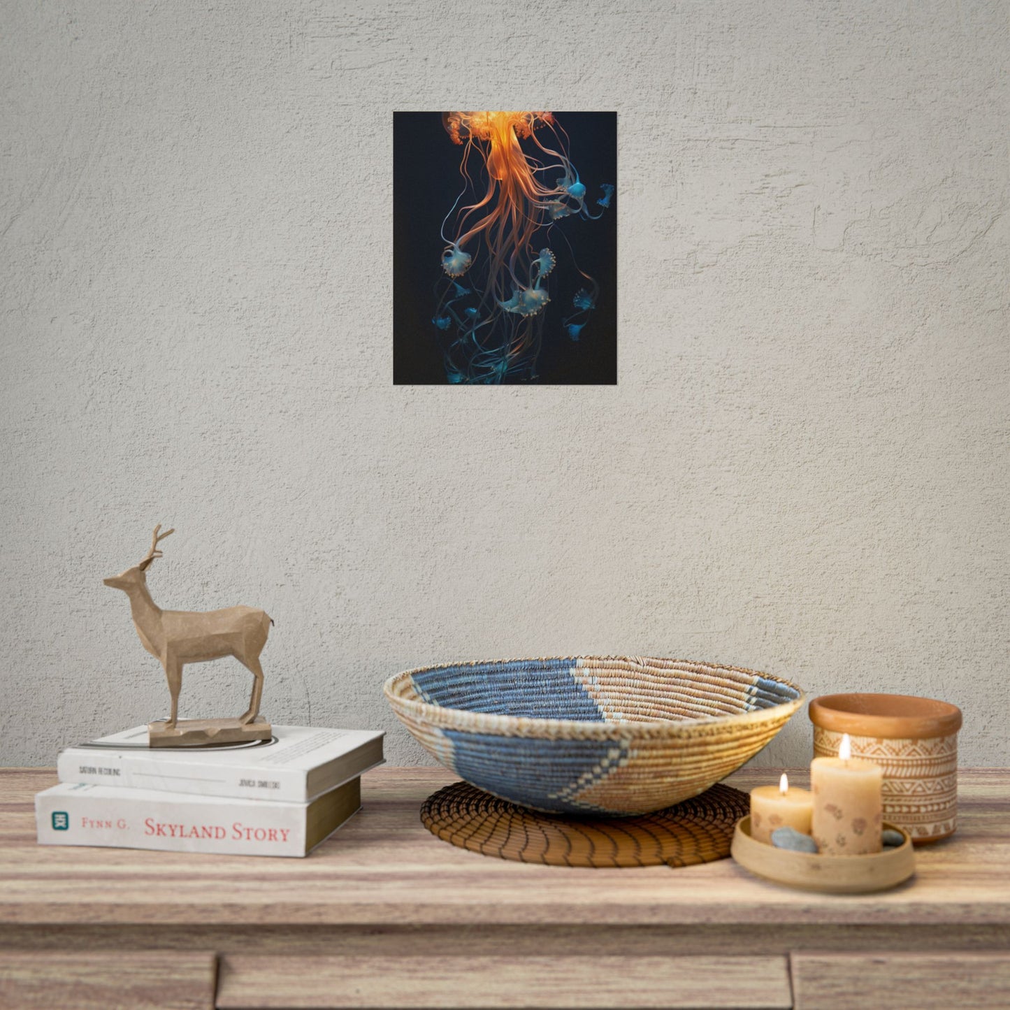 Bioluminescent Oceanic Ballet: Mesmerizing Underwater Scene Artwork - Poster