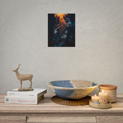 Bioluminescent Oceanic Ballet: Mesmerizing Underwater Scene Artwork - Poster