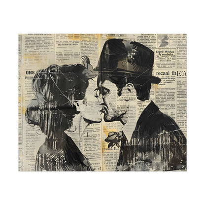 Vintage Romance Couples: Newsprint Artwork - Intimate Moments - Poster