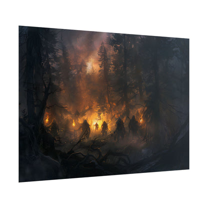 Tranquil Forest Sunset: People Connecting with Nature - Poster