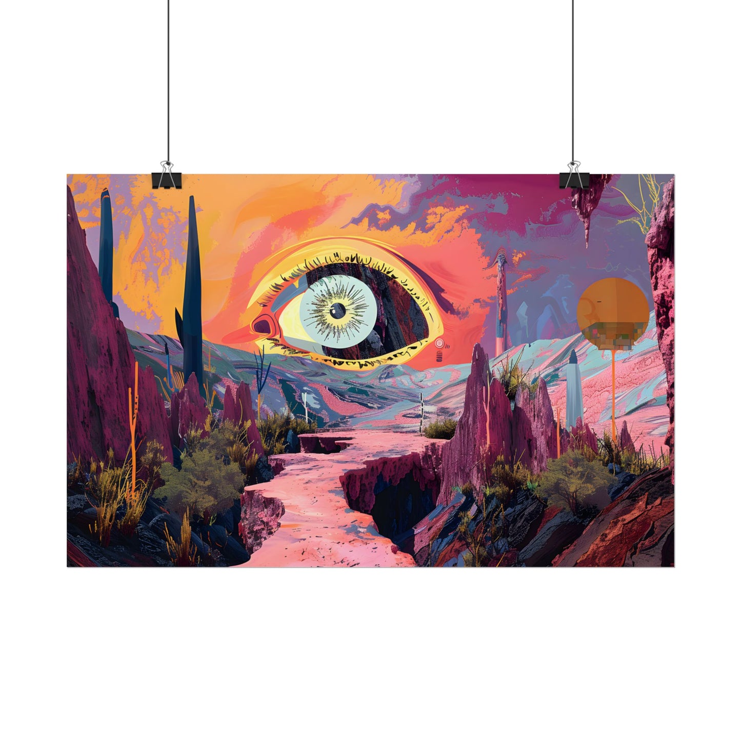 Surreal Eye: Vibrant Landscape Digital Art - Poster