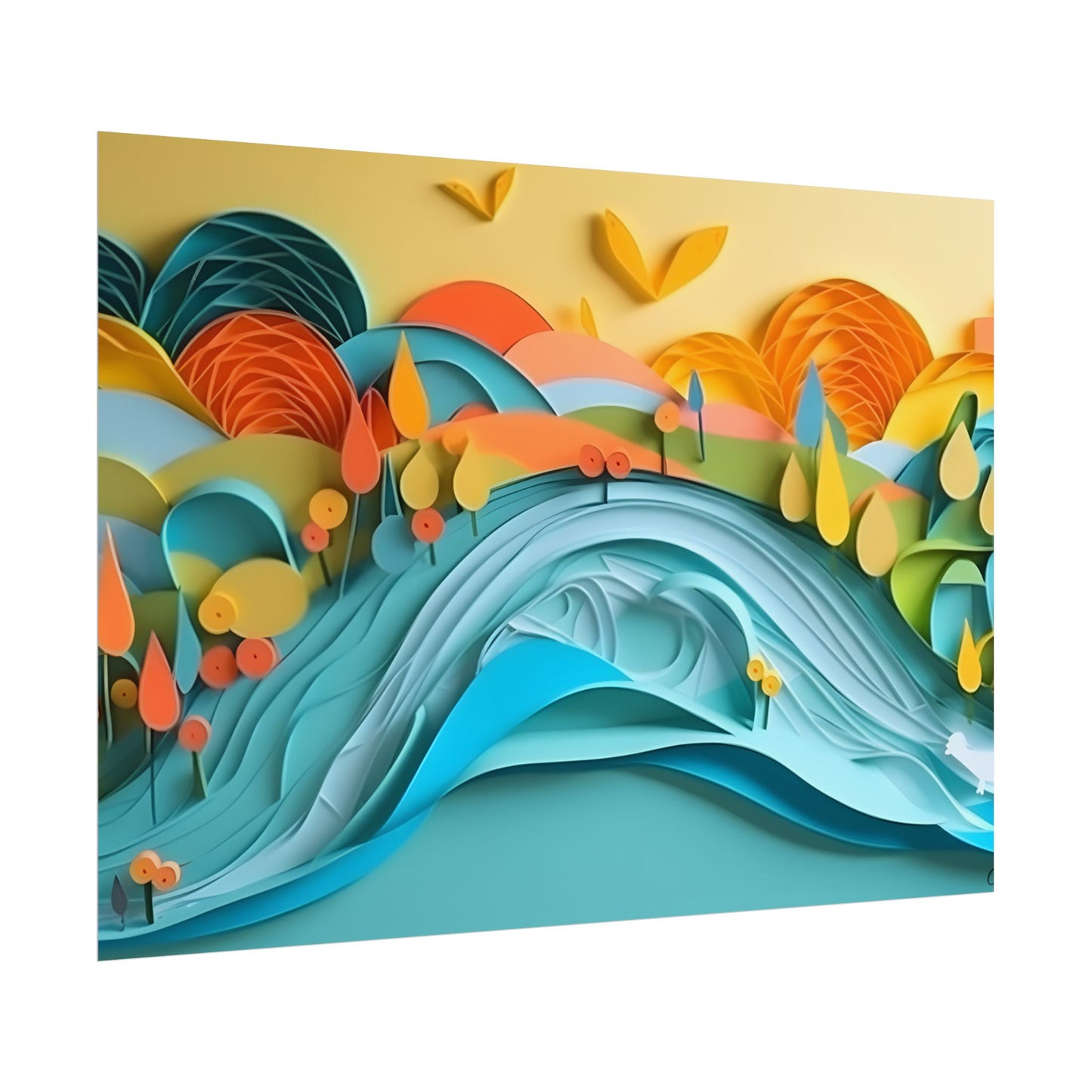 Magical Peaceful Beach: Paper Quilled Serenity - Poster