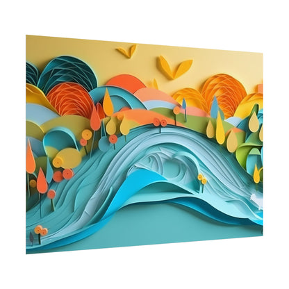 Magical Peaceful Beach: Paper Quilled Serenity - Poster