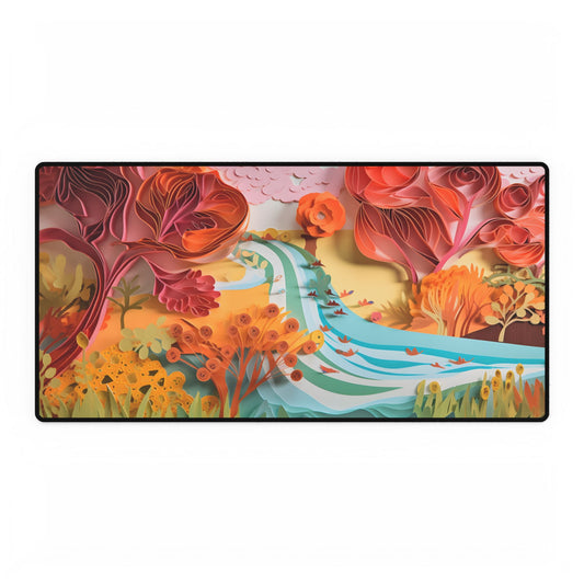 Magical Beach Landscape: Serene Paper Quilled Artwork - Desk Mat