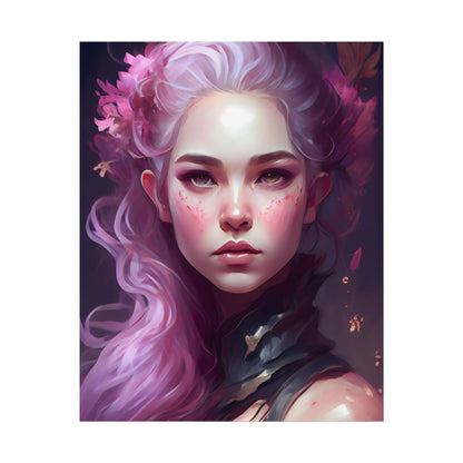 Astonishing Female Portrait with Pink Hair: Dre Artwork - Poster