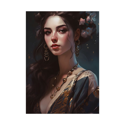 Astonishing Brunette Portrait: Makeup Profile Art - Poster
