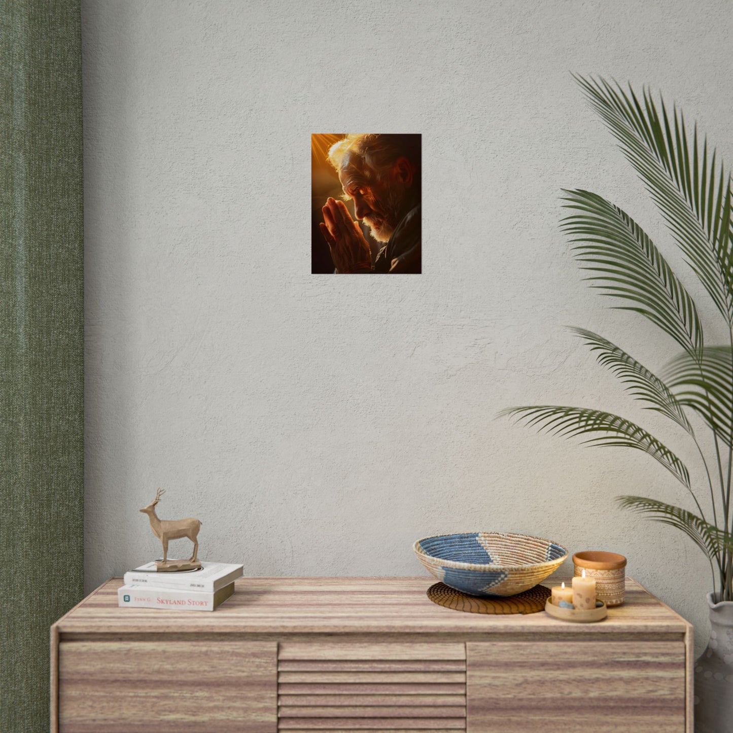 Serenity in Prayer: Elderly Man's Quiet Moment - Poster